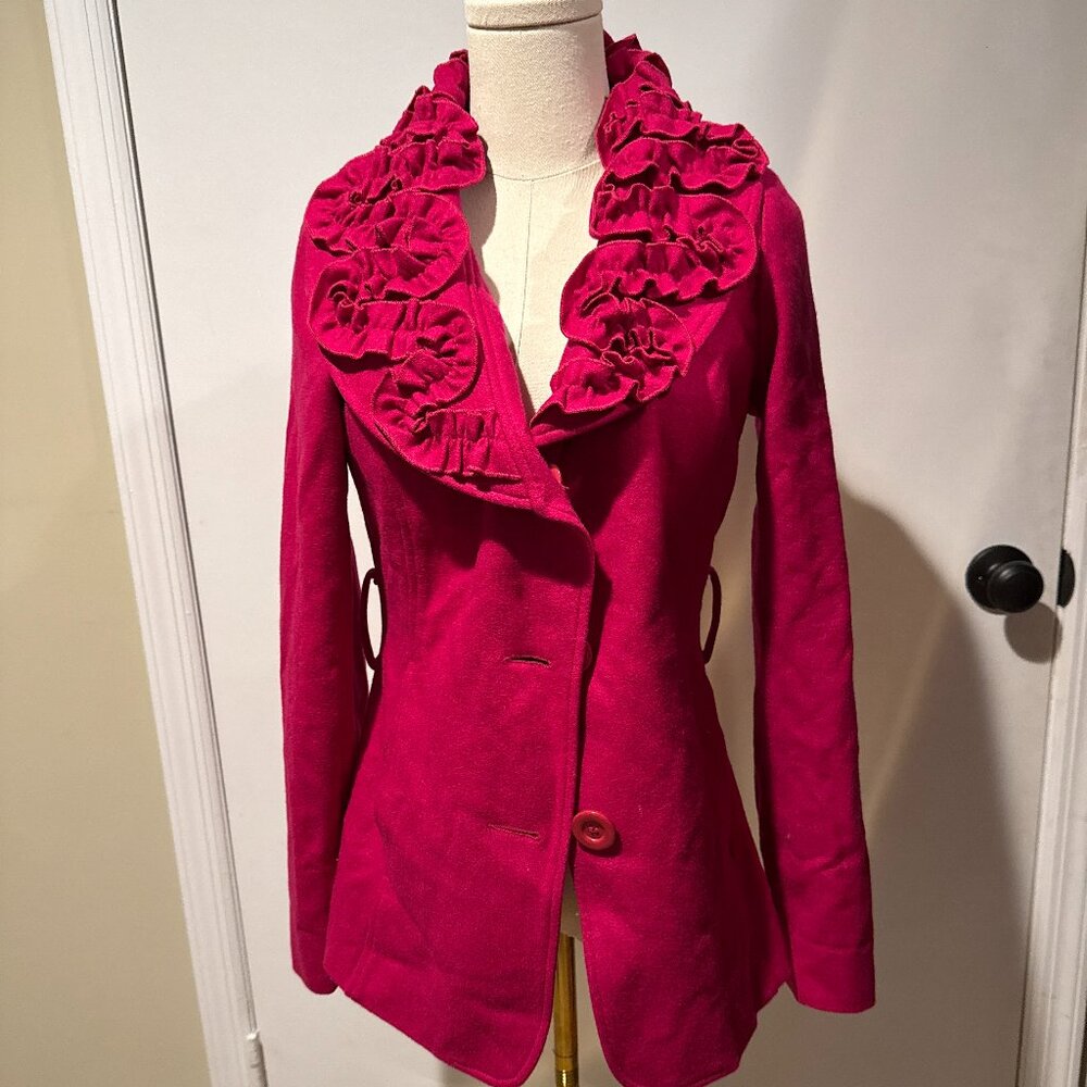 Fuschia Womens Coat with Flower lapel Adult Small